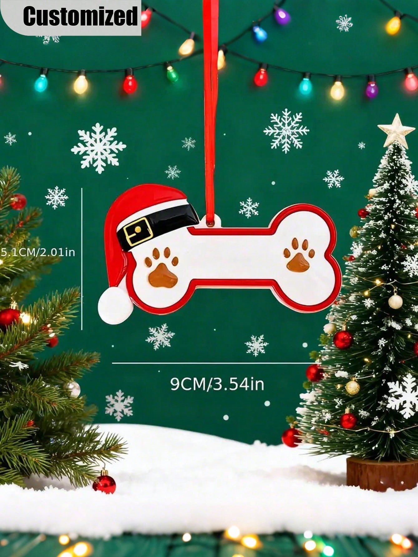 Custom Dog Bone Christmas Ornament